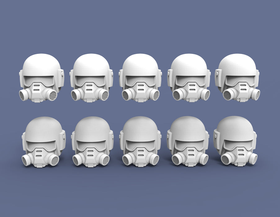 Guard Sealed Helmet Heads - Troopers Set - No Icon - True Scale Size