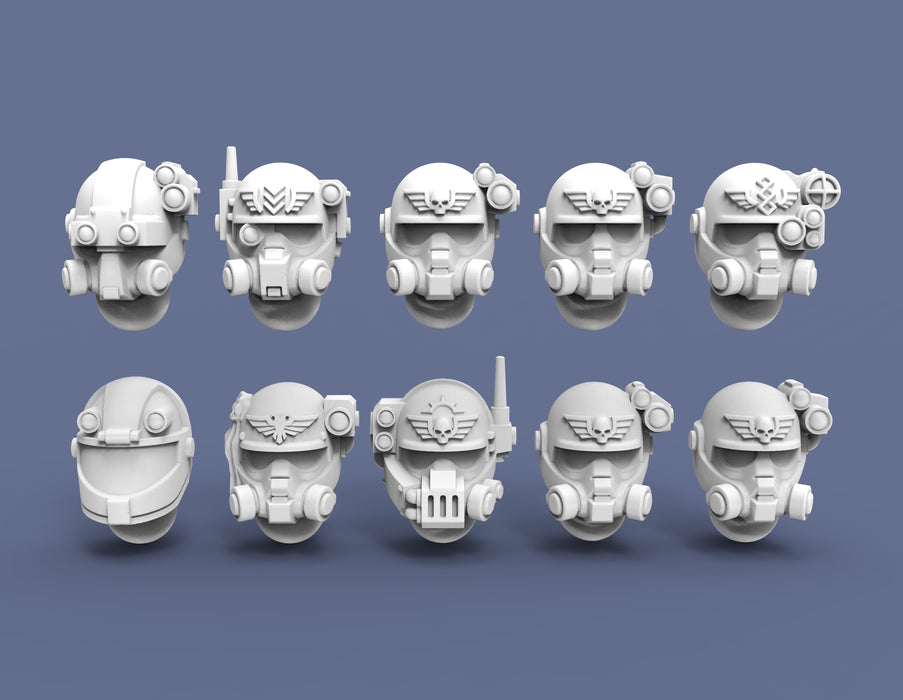 Guard Sealed Helmet Heads - Specialist Set Version 2 - Long Neck - True Scale Size