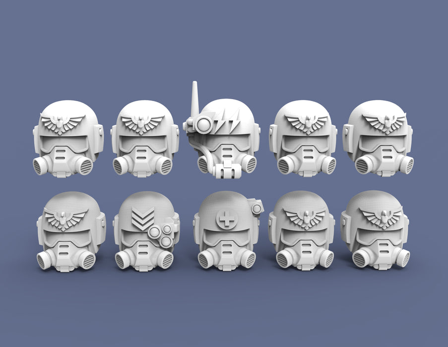 Guard Sealed Helmet Heads - Specialist Set - True Scale Size